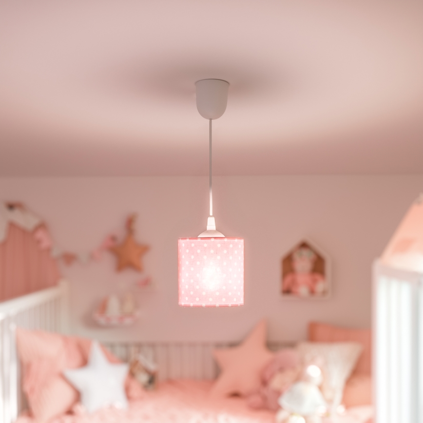 Dečiji luster na sajli DOTS 1xE27/15W/230V pr. 15 cm roze