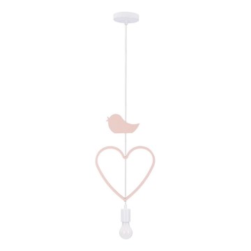 Dečiji luster na sajli HEART 1xE27/20W/230V ružičasta/bela