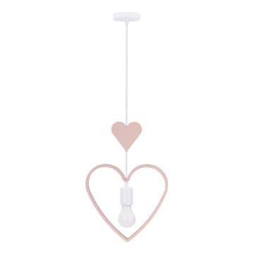 Dečiji luster na sajli HEART 1xE27/20W/230V ružičasta/bela