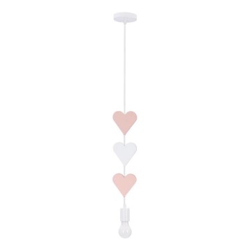 Dečiji luster na sajli HEART 1xE27/20W/230V ružičasta/bela