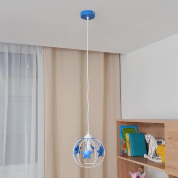 Dečiji luster na sajli STARS 1xE27/15W/230V plava/bela
