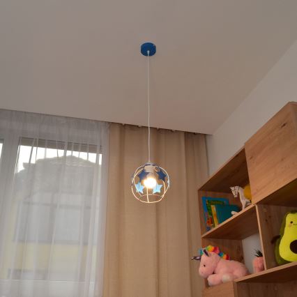 Dečiji luster na sajli STARS 1xE27/15W/230V plava/bela