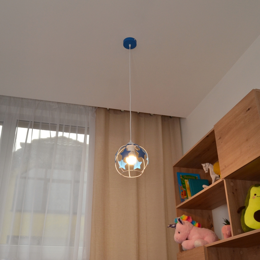 Dečiji luster na sajli STARS 1xE27/15W/230V plava/bela