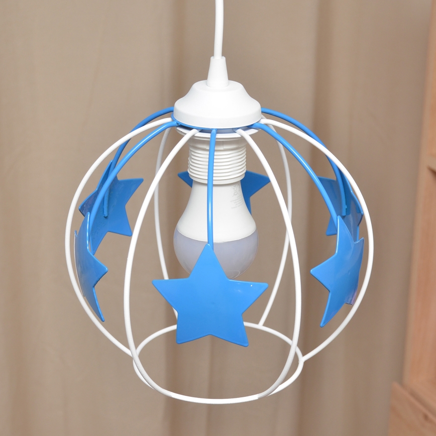 Dečiji luster na sajli STARS 1xE27/15W/230V plava/bela