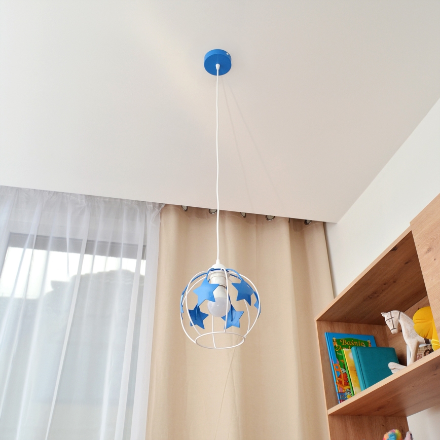 Dečiji luster na sajli STARS 1xE27/15W/230V plava/bela