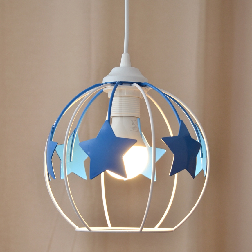 Dečiji luster na sajli STARS 1xE27/15W/230V plava/bela