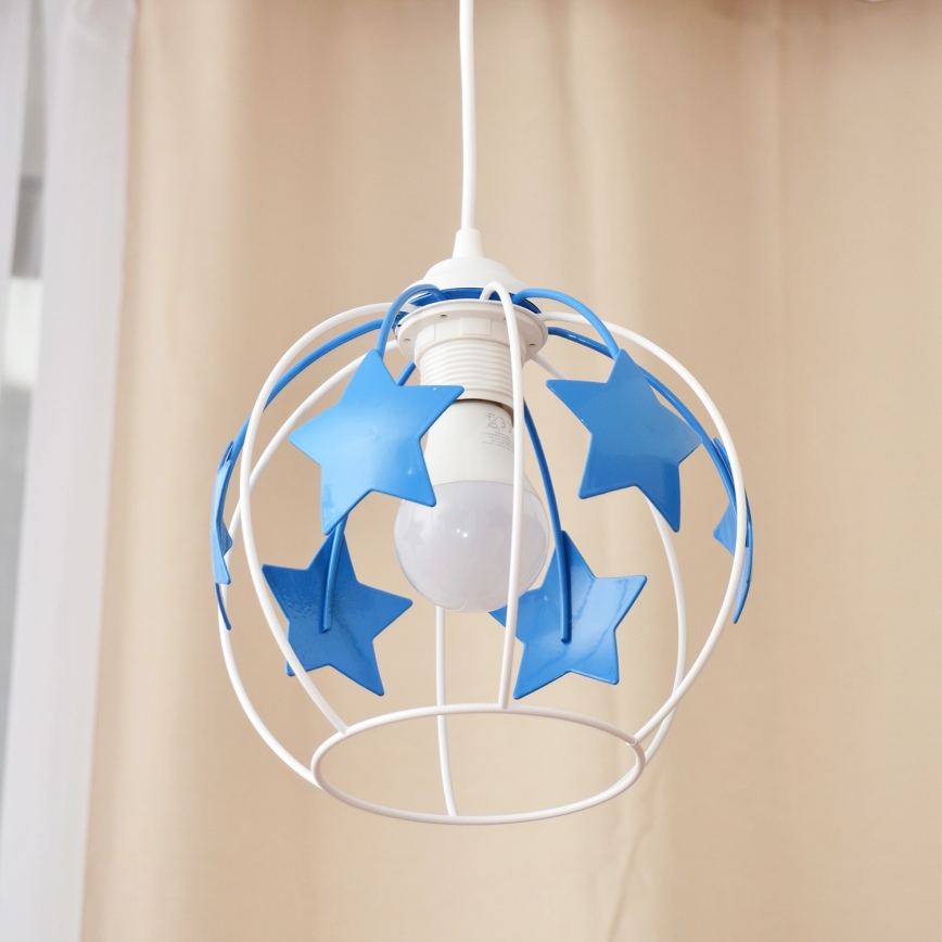 Dečiji luster na sajli STARS 1xE27/15W/230V plava/bela