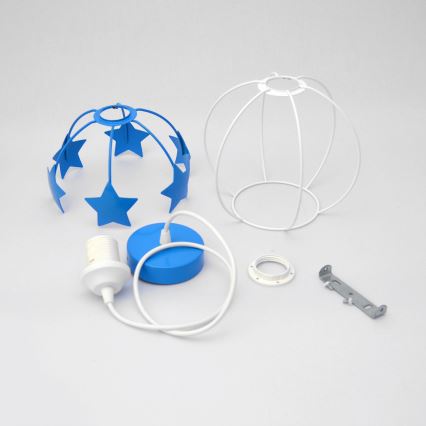 Dečiji luster na sajli STARS 1xE27/15W/230V plava/bela