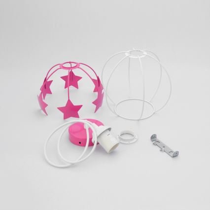 Dečiji luster na sajli STARS 1xE27/15W/230V roze/bela