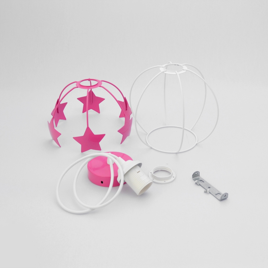 Dečiji luster na sajli STARS 1xE27/15W/230V roze/bela