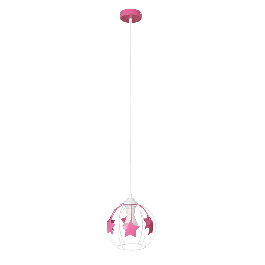 Dečiji luster na sajli STARS 1xE27/15W/230V roze/bela