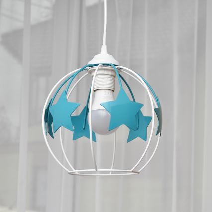 Dečiji luster na sajli STARS 1xE27/15W/230V tirkizna/bela