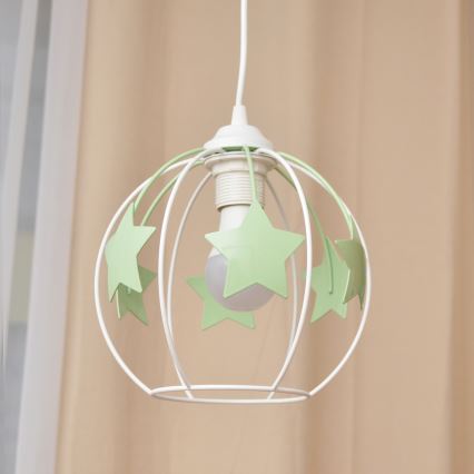 Dečiji luster na sajli STARS 1xE27/15W/230V zelena/bela