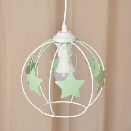 Dečiji luster na sajli STARS 1xE27/15W/230V zelena/bela