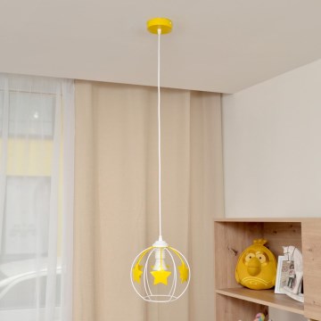 Dečiji luster na sajli STARS 1xE27/15W/230V žuta/bela