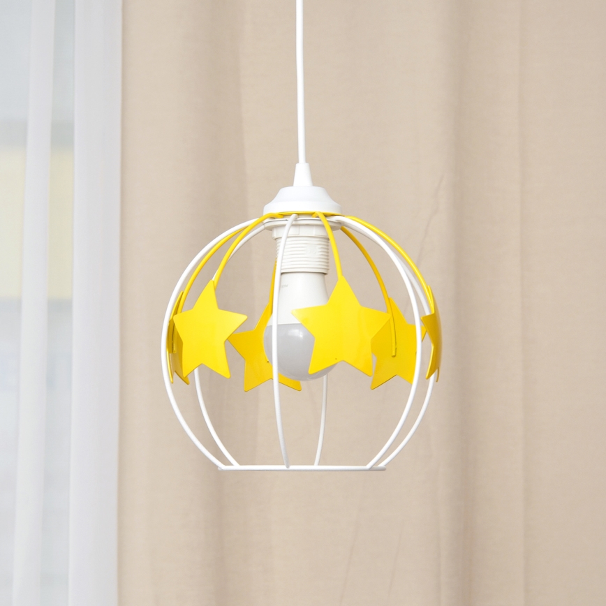 Dečiji luster na sajli STARS 1xE27/15W/230V žuta/bela