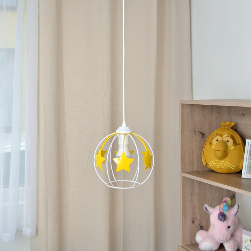 Dečiji luster na sajli STARS 1xE27/15W/230V žuta/bela