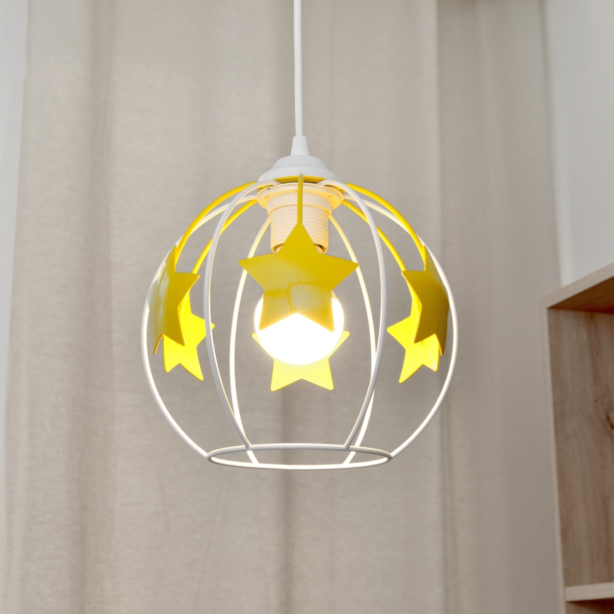 Dečiji luster na sajli STARS 1xE27/15W/230V žuta/bela