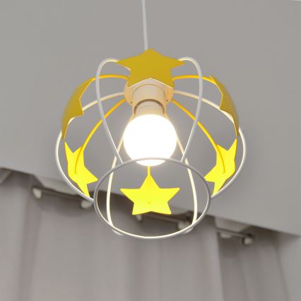 Dečiji luster na sajli STARS 1xE27/15W/230V žuta/bela