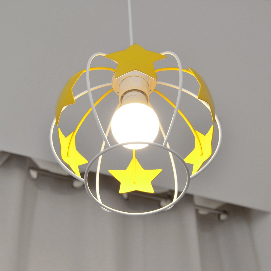 Dečiji luster na sajli STARS 1xE27/15W/230V žuta/bela