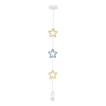 Dečiji luster na sajli STARS 1xE27/20W/230V žuta/plava/bela