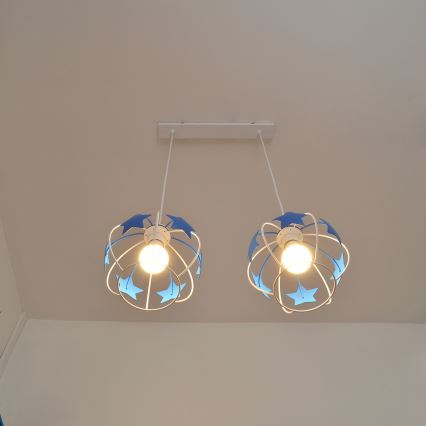 Dečiji luster na sajli STARS 2xE27/15W/230V plava/bela