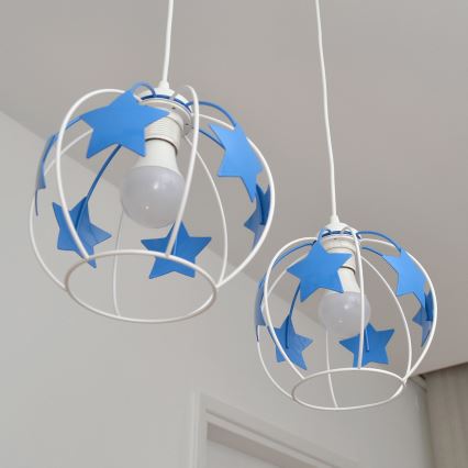 Dečiji luster na sajli STARS 2xE27/15W/230V plava/bela