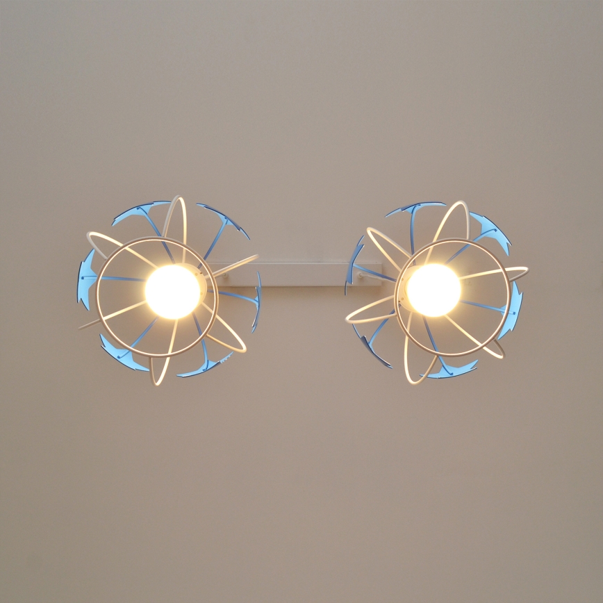 Dečiji luster na sajli STARS 2xE27/15W/230V plava/bela