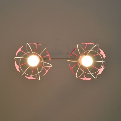 Dečiji luster na sajli STARS 2xE27/15W/230V roze/bela