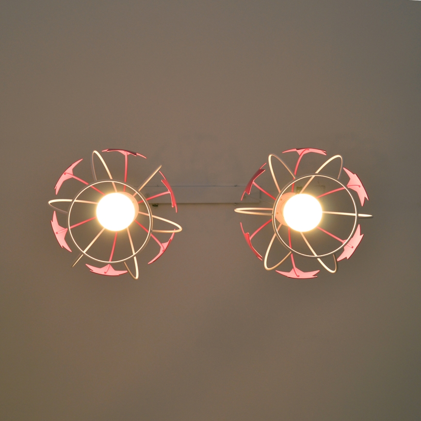 Dečiji luster na sajli STARS 2xE27/15W/230V roze/bela
