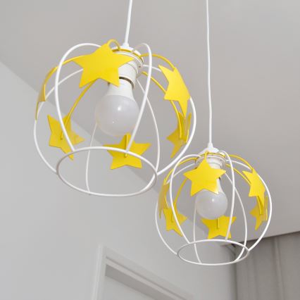 Dečiji luster na sajli STARS 2xE27/15W/230V žuta/bela