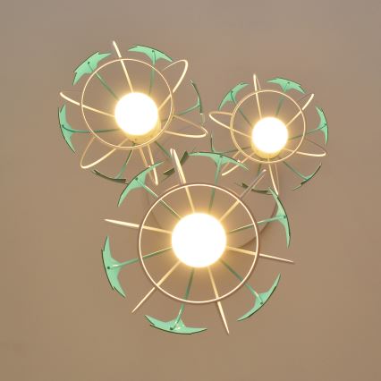 Dečiji luster na sajli STARS 3xE27/15W/230V tirkizna/bela