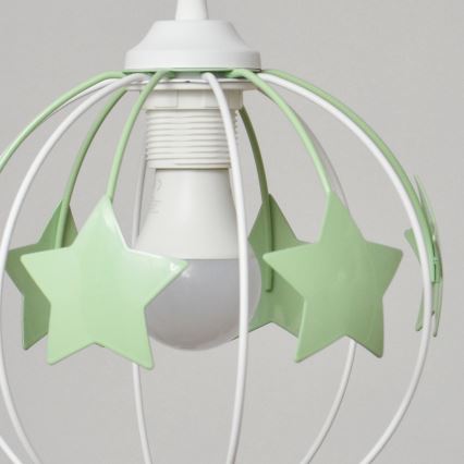 Dečiji luster na sajli STARS 3xE27/15W/230V zelena/bela