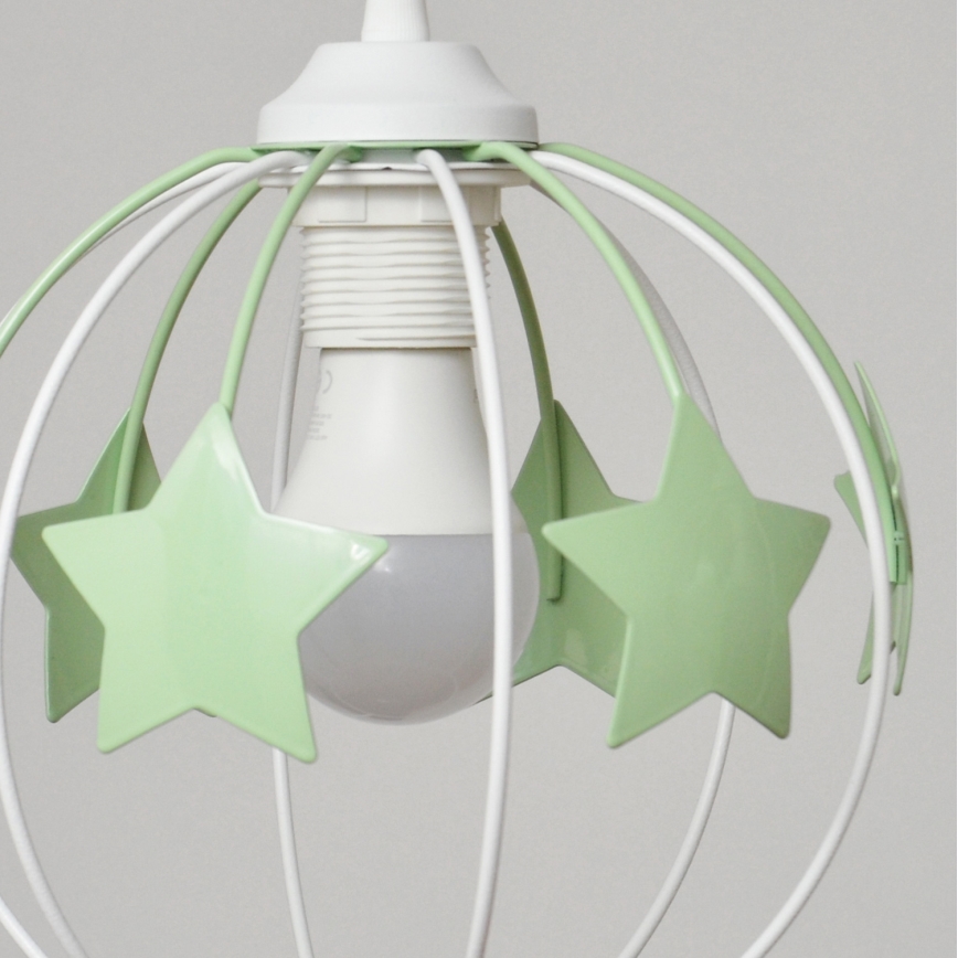 Dečiji luster na sajli STARS 3xE27/15W/230V zelena/bela