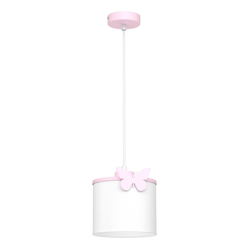 Dečiji luster na sajli SWEET 1xE27/15W/230V bela/roze/leptir