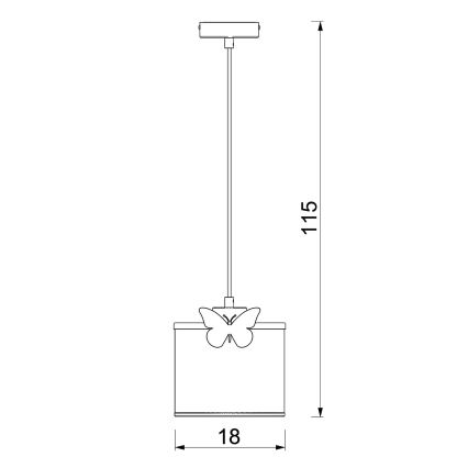 Dečiji luster na sajli SWEET 1xE27/15W/230V bela/roze/leptir