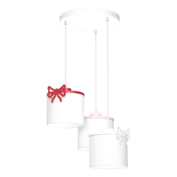 Dečiji luster na sajli SWEET 3xE27/15W/230V bela/roze/crveno/mašna