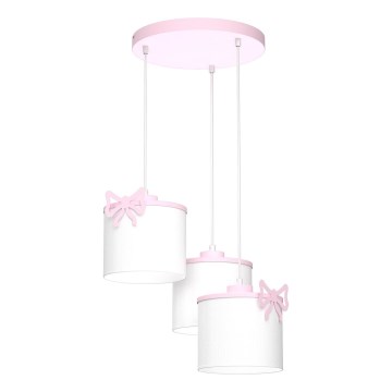 Dečiji luster na sajli SWEET 3xE27/15W/230V bela/roze/leptir