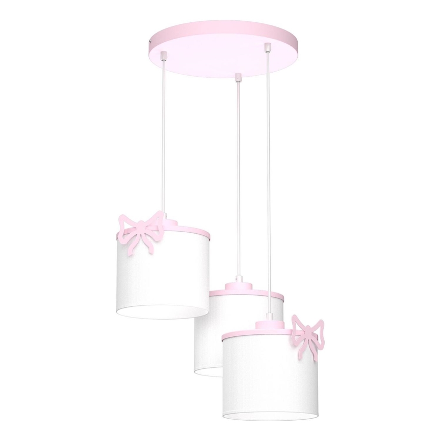 Dečiji luster na sajli SWEET 3xE27/15W/230V bela/roze/leptir