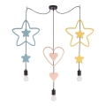 Dečiji luster na sajli TRIO 3xE27/20W/230V plava/ružičasta/žuta