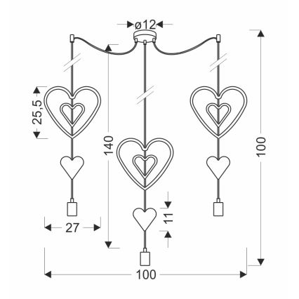 Dečiji luster na sajli TRIO 3xE27/20W/230V ružičasta/bela/siva