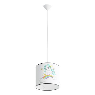Dečiji luster na sajli UNICORN 1xE27/15W/230V prečnika 30 cm sa motivom jednoroga
