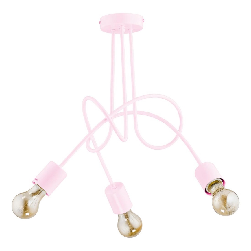 Dečiji nadgradni luster TANGO 3xE27/60W/230V roze