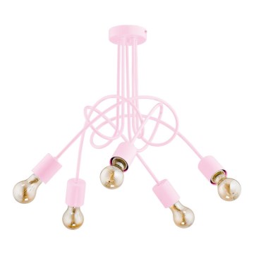 Dečiji nadgradni luster TANGO 5xE27/60W/230V roze