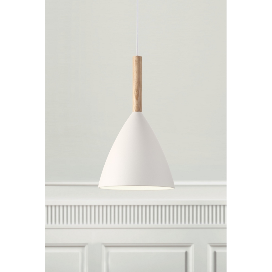 DFTP by Nordlux - Luster na sajli PURE 1xE27/40W/230V pr. 20 cm bela/jasen