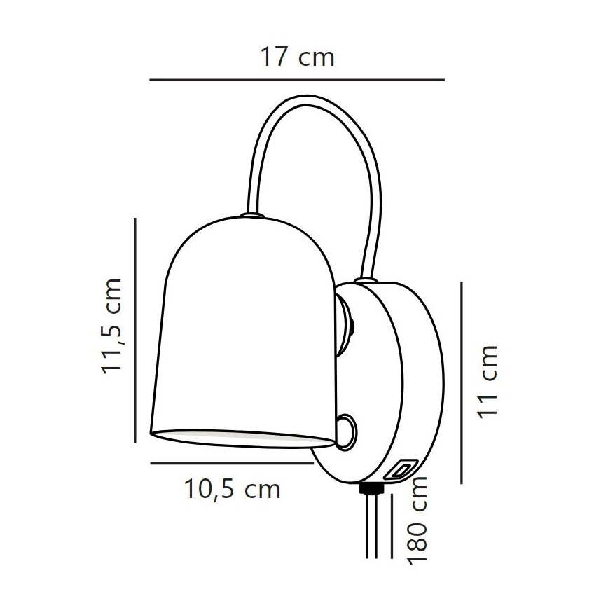 DFTP by Nordlux - Zidna reflektorska lampa sa USB portem ANGLE 1xGU10/25W/230V bela