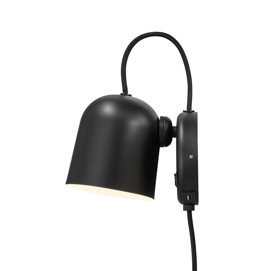DFTP by Nordlux - Zidna reflektorska lampa sa USB portom ANGLE 1xGU10/25W/230V crno