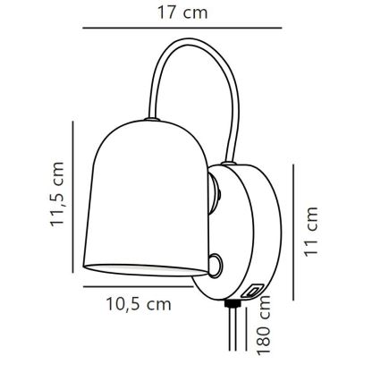 DFTP by Nordlux - Zidna reflektorska lampa sa USB portom ANGLE 1xGU10/25W/230V crno
