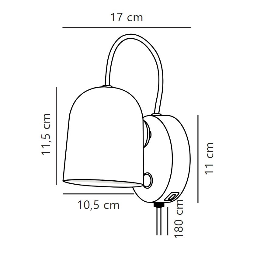 DFTP by Nordlux - Zidna reflektorska lampa sa USB portom ANGLE 1xGU10/25W/230V crno