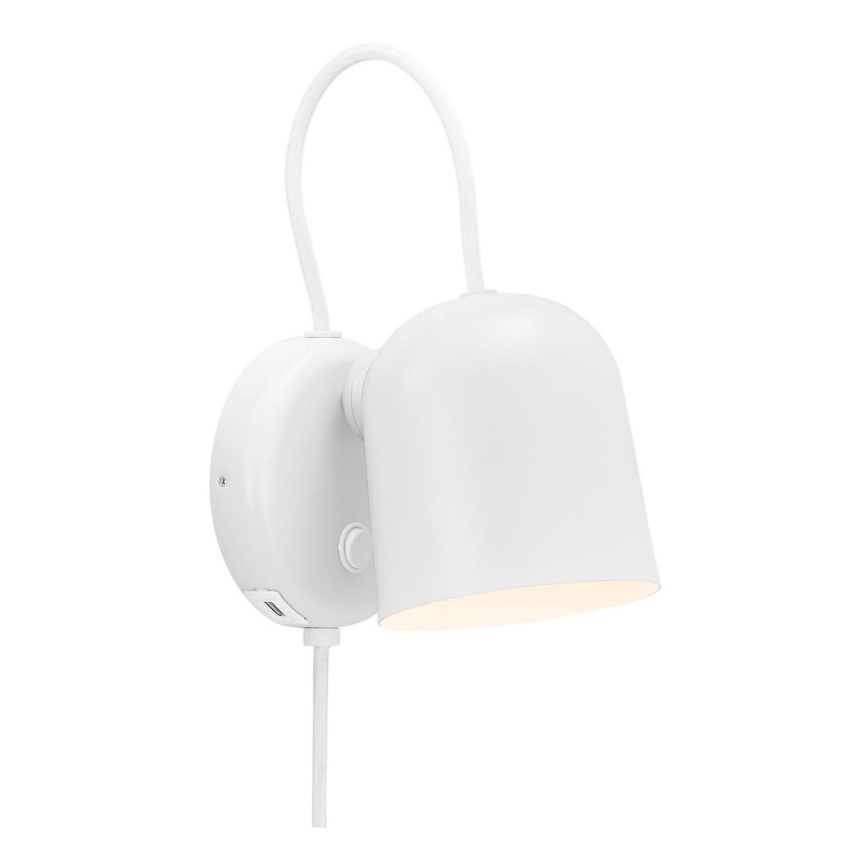 DFTP by Nordlux - Zidna reflektorska lampa sa USB portem ANGLE 1xGU10/25W/230V bela